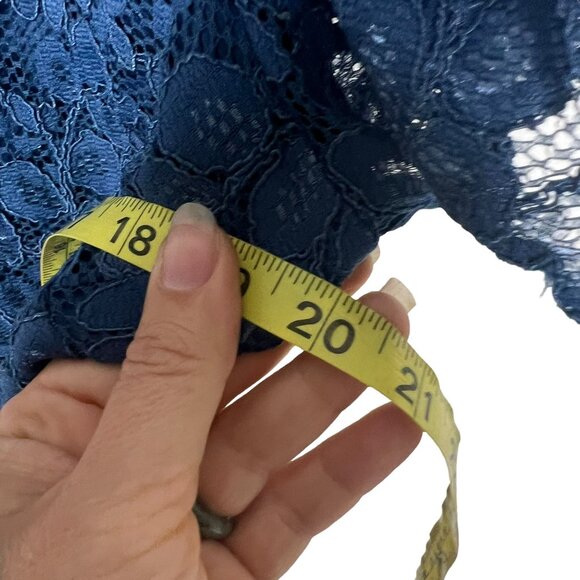 Eliza J Blue Floral Lace Short Sleeve Swing Silhouette Knee Length Dress 12 - Picture 7 of 8